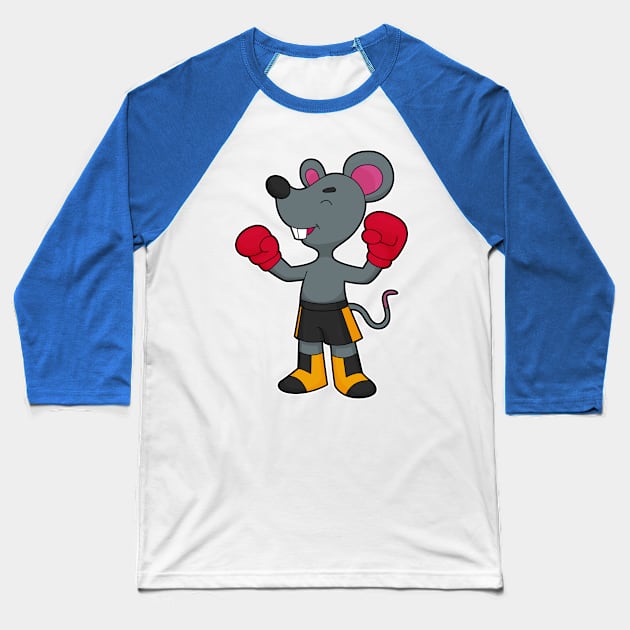 Mouse as Boxer with Boxing gloves Baseball T-Shirt by Markus Schnabel